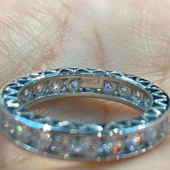 14k Solid White Gold 3.5mm ETERNITY Wedding Band - Picture 8 of 16